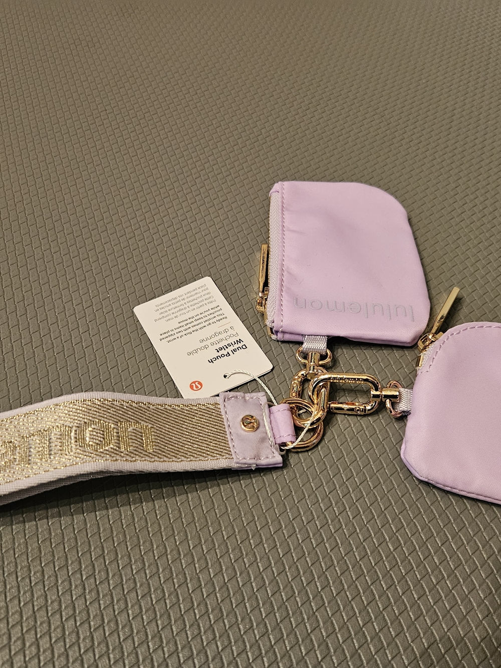 lululemon athletica Lavender Double Pouch Wristlet with Gold Hardware
